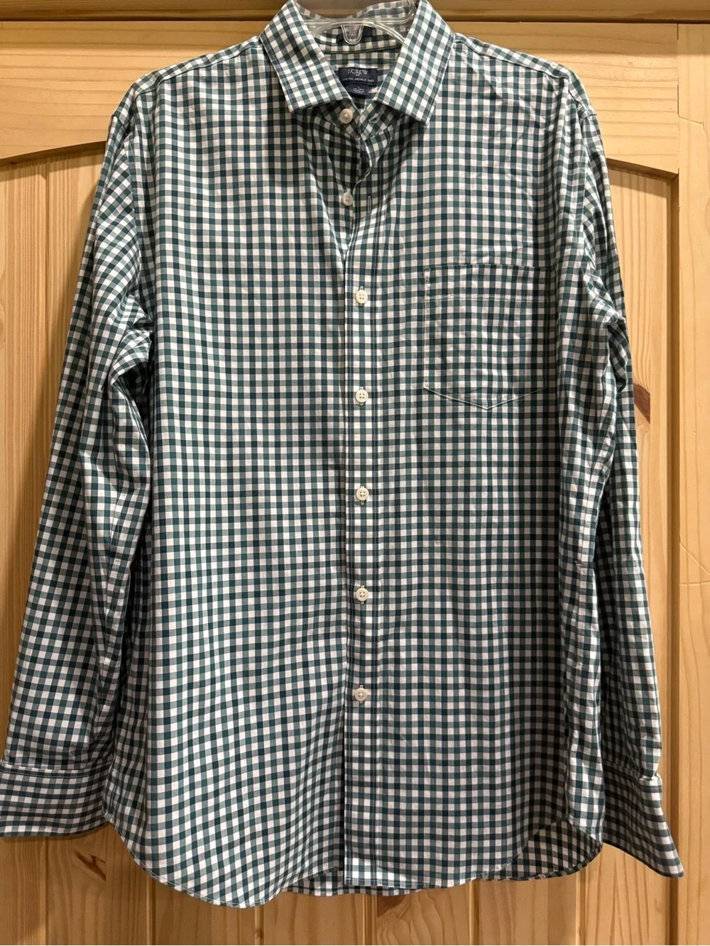 J. Crew Men's Green Check Button-Down Shirt